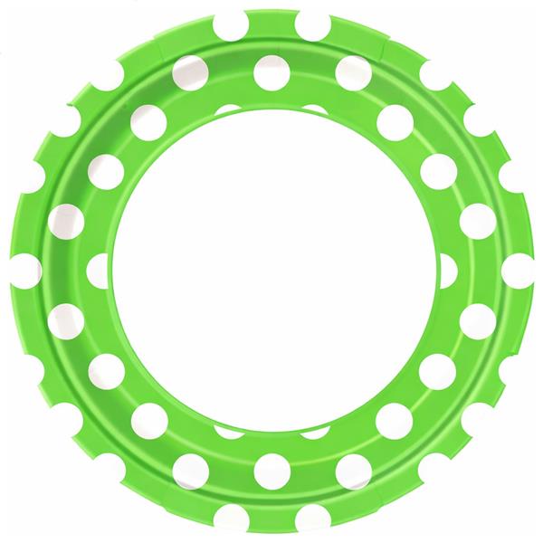 Prato Verde Claro Bolinhas, 22 cm, 8 unid.