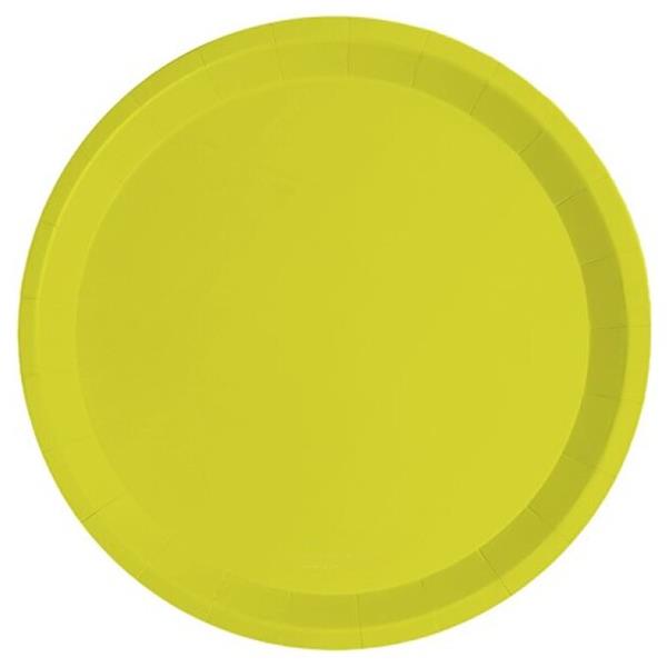 Pratos Amarelo Fluorescente, 20 cm, 8 unid.