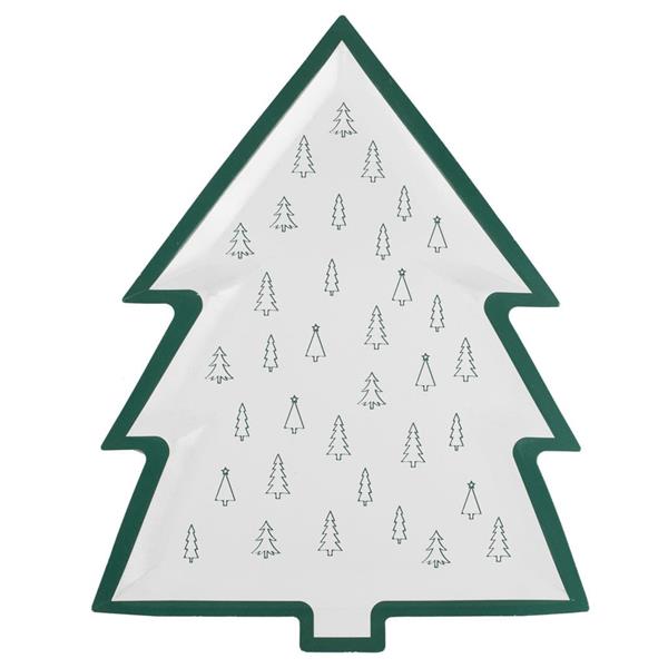 Pratos Árvore de Natal com Rebordo Verde, 30 cm, 8 unid.