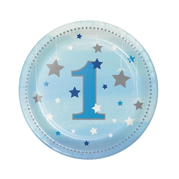 Pratos Azuis 1º Aniversário Pequena Estrela, 18 cm, 8 unid.
