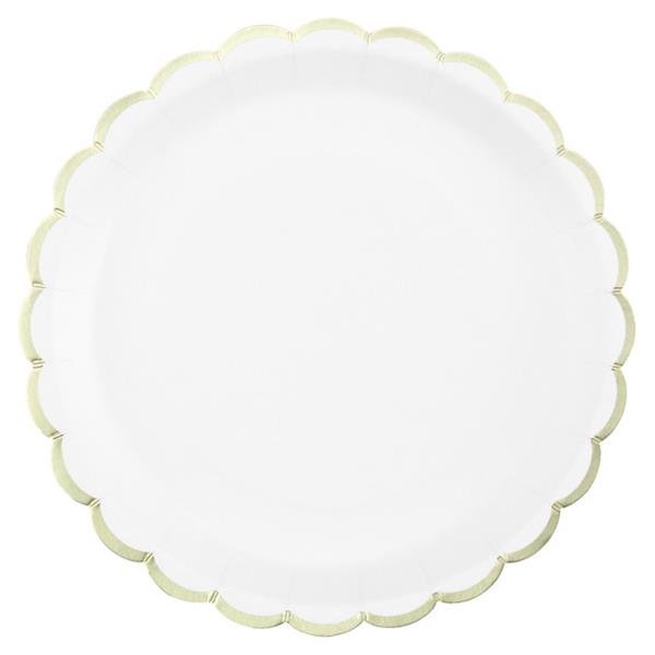 Pratos Brancos com Detalhes Dourados, 23 cm, 8 unid.