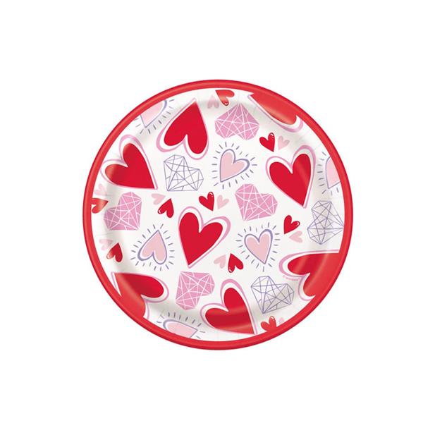 Pratos com Corações, 8 Unid.