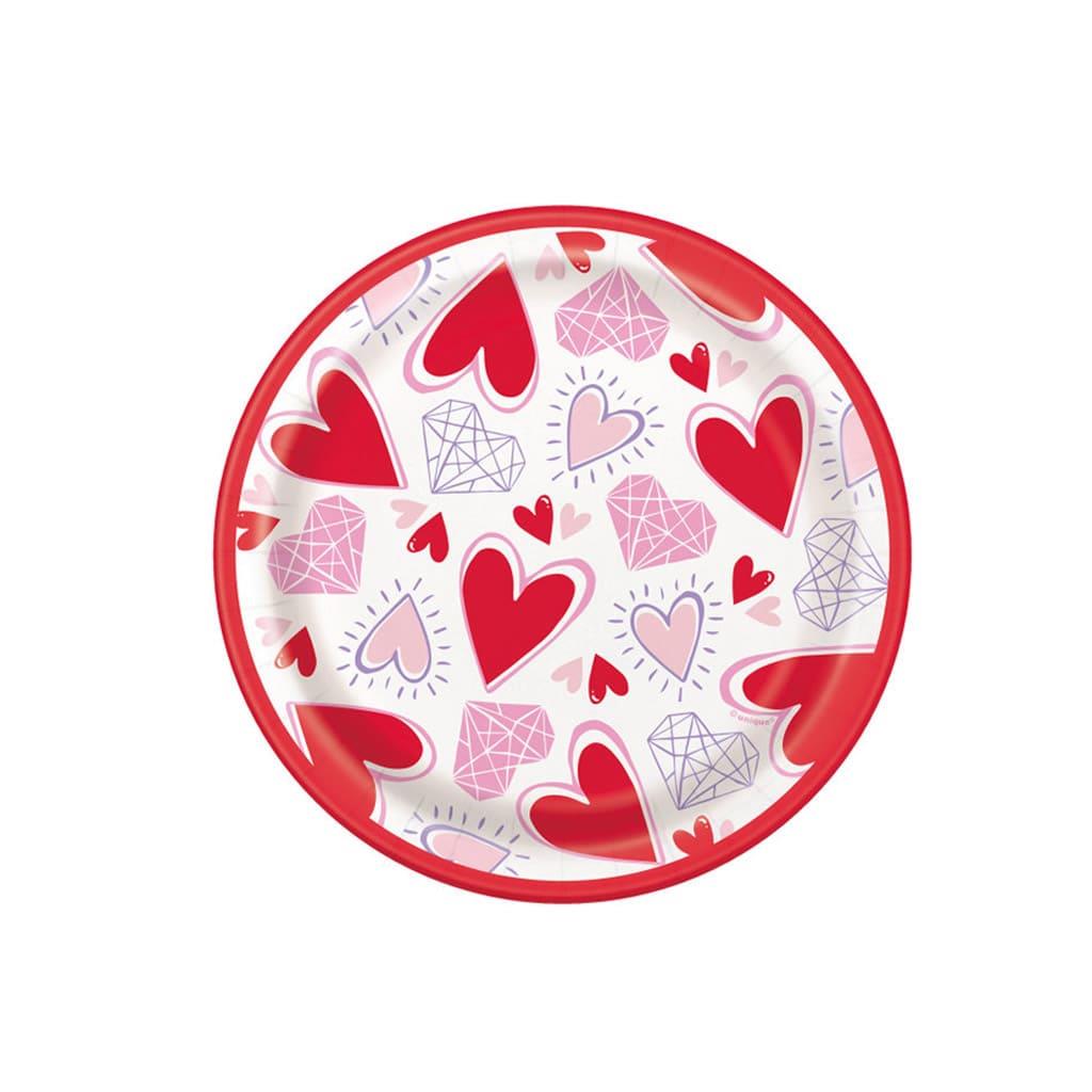 Pratos com Corações, 8 Unid.