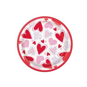 Pratos com Corações, 8 Unid.