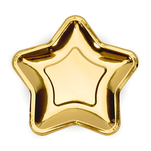 Pratos Estrela Dourados, 18 cm, 6 unid.