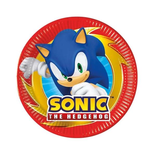 Pratos Festa Sonic The Hedgehog, 20 cm, 8 unid.