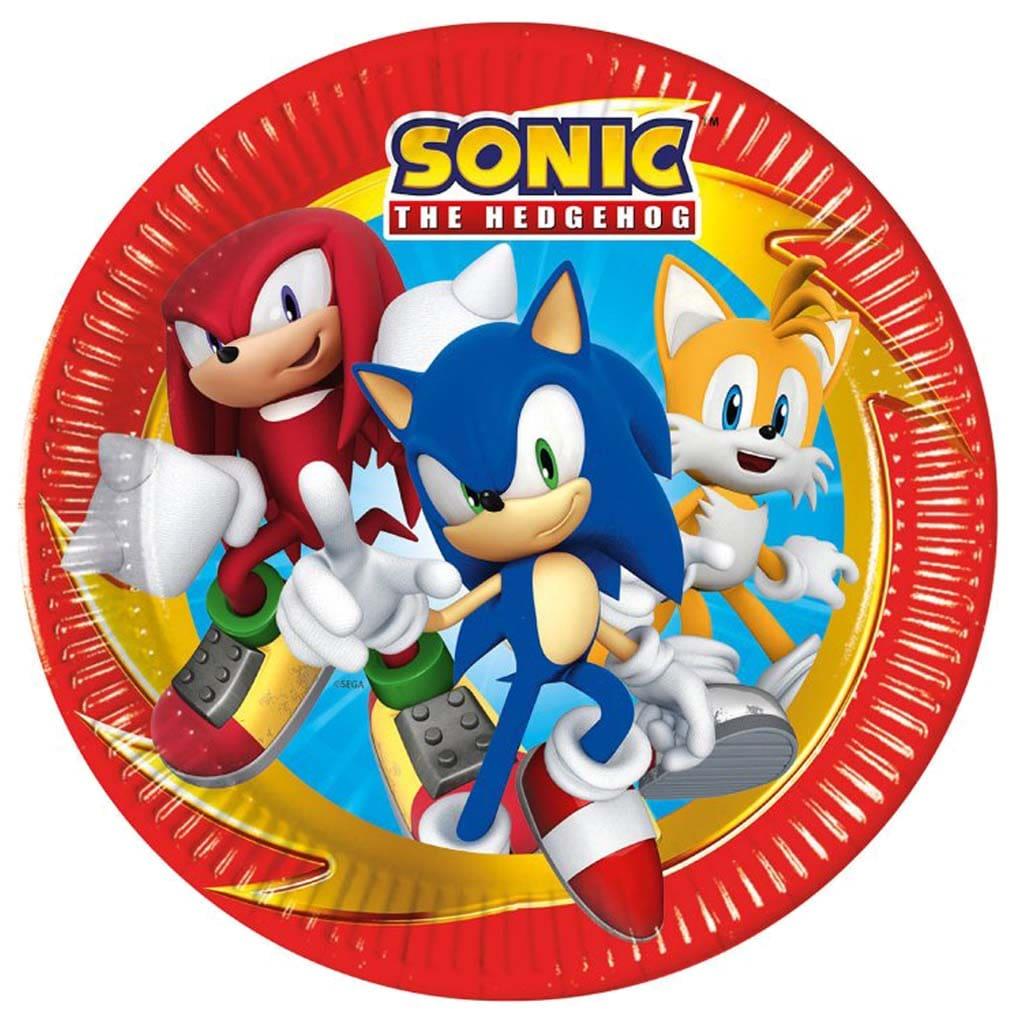 Pratos Festa Sonic The Hedgehog, 23 cm, 8 unid.