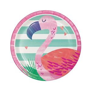 Pratos Flamingo Tropical, 17 cm, 8 unid.