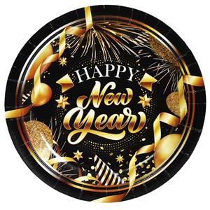 Pratos Happy New Year Glamour, 23 cm, 6 unid. Pratos Happy New Year Glamour, 23 cm, 6 unid.