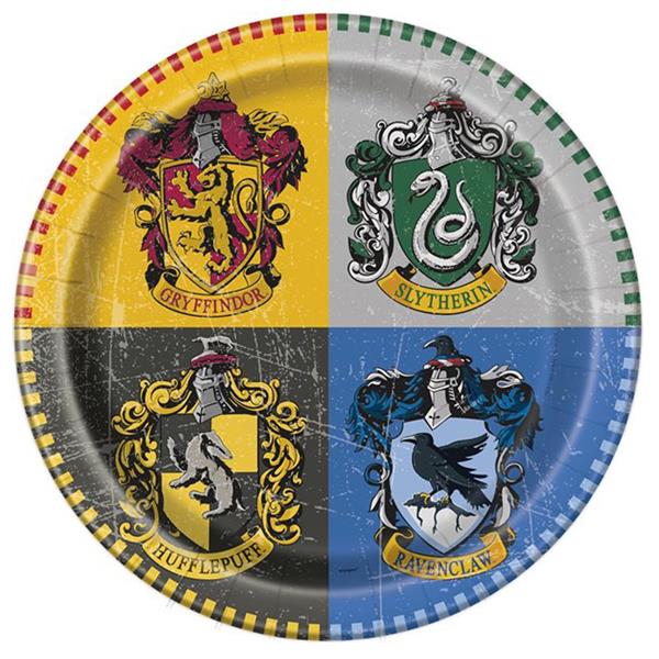 Pratos Harry Potter Brasões Hogwarts, 21 cm, 8 unid.