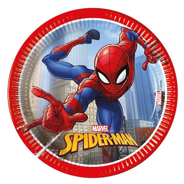 Pratos Spiderman Crime Fighter, 20 cm, 8 unid.
