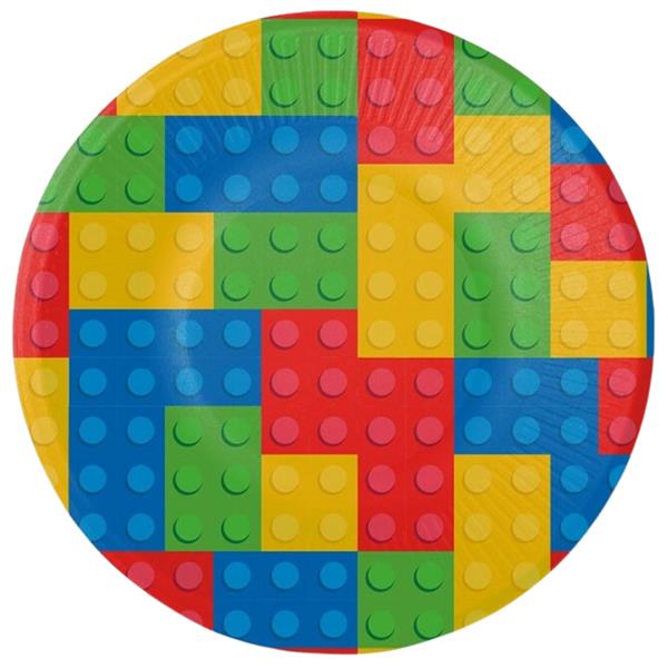 Pratos Lego Block Party Colorido, 22 cm, 8 unid.