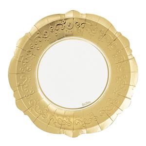 Pratos Liberty Brancos com Rebordo Dourado Metalizado, 21 cm, 8 unid.