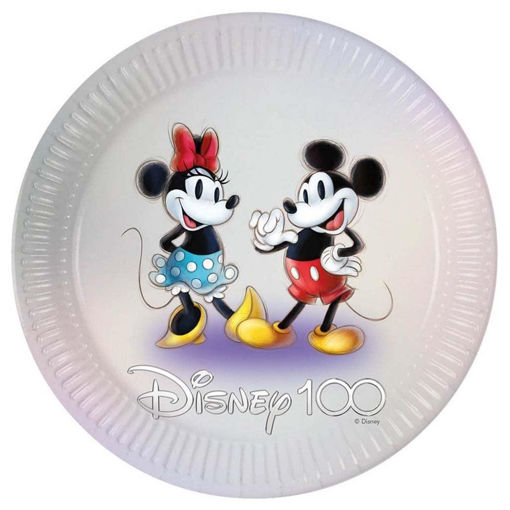 Pratos Mickey e Minnie 100 Anos Disney, 23 cm, 8 unid.