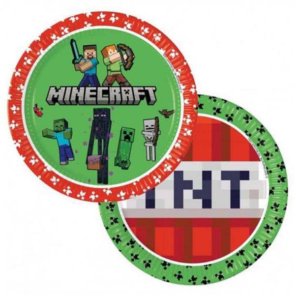 Pratos Minecraft, 23 cm, 8 unid.