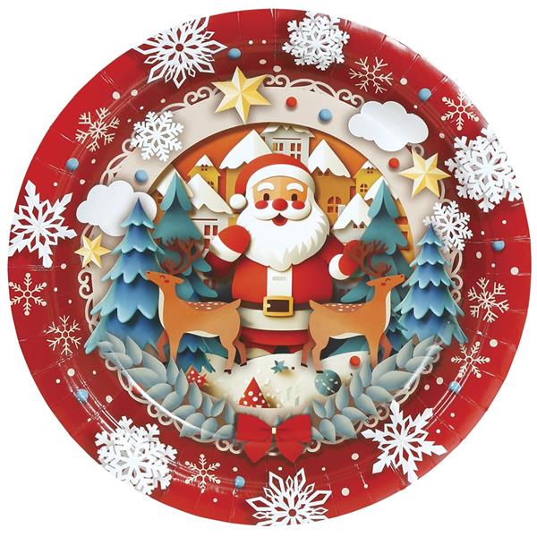 Pratos Pai Natal Amoroso, 23 cm, 6 unid.