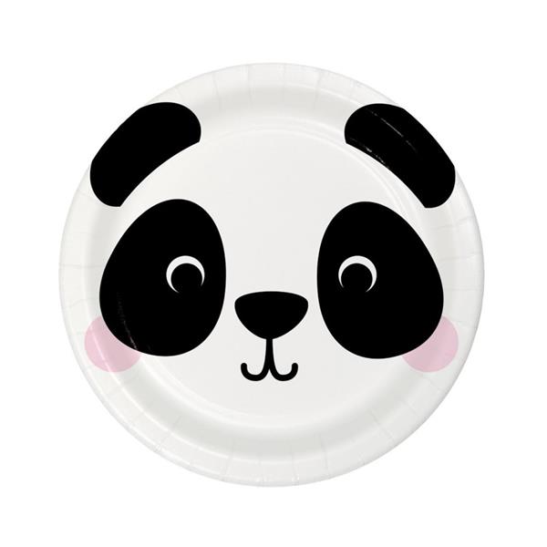 Pratos Panda Face, 18 cm, 8 unid.