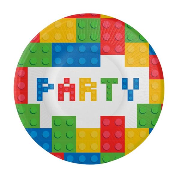 Pratos Party Blocos de Construção, 18 cm, 8 unid.