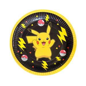 Pratos Pikachu Pokémon, 18 cm, 8 unid. Pratos Pikachu Pokémon, 18 cm, 8 unid.