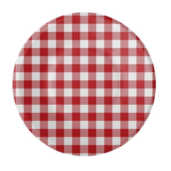 Pratos Piquenique Xadrez Vermelho e Branco, 18 cm, 8 unid.