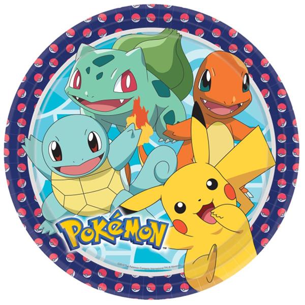 Pratos Pokémon, 23 cm, 8 unid.