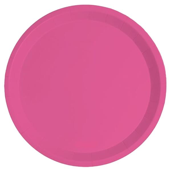 Pratos Rosa Fluorescente, 20 cm, 8 unid.