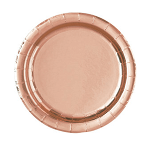 Pratos Rosa Gold em Papel, 17 Cm, 8 unid.