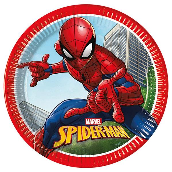 Pratos Spiderman Crime Fighter, 23 cm, 8 unid.