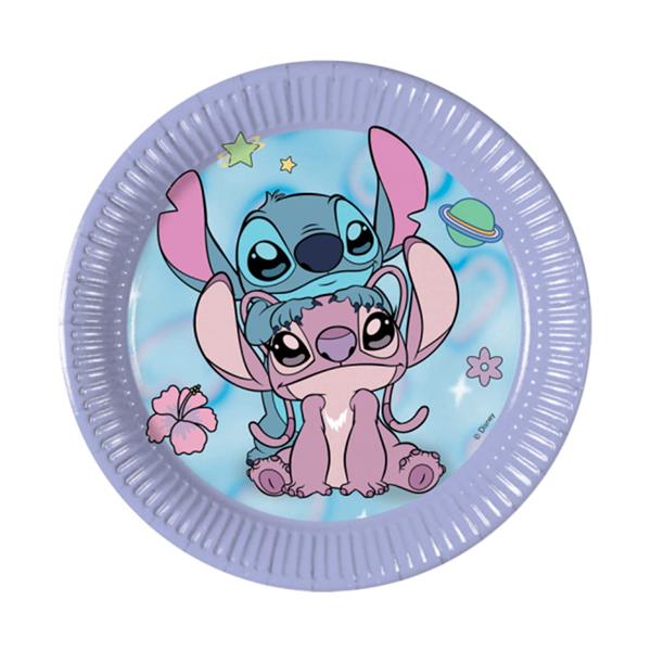 Pratos Stitch e Angel Cute, 20 cm, 8 unid.