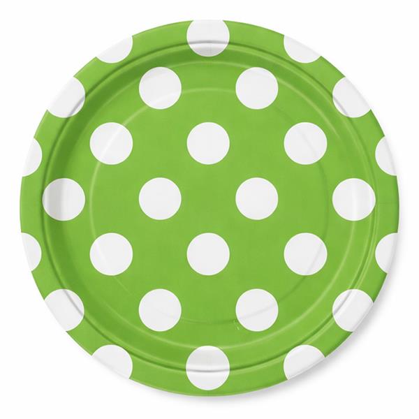 Pratos Verdes Peq. Bolinhas, 8unid.