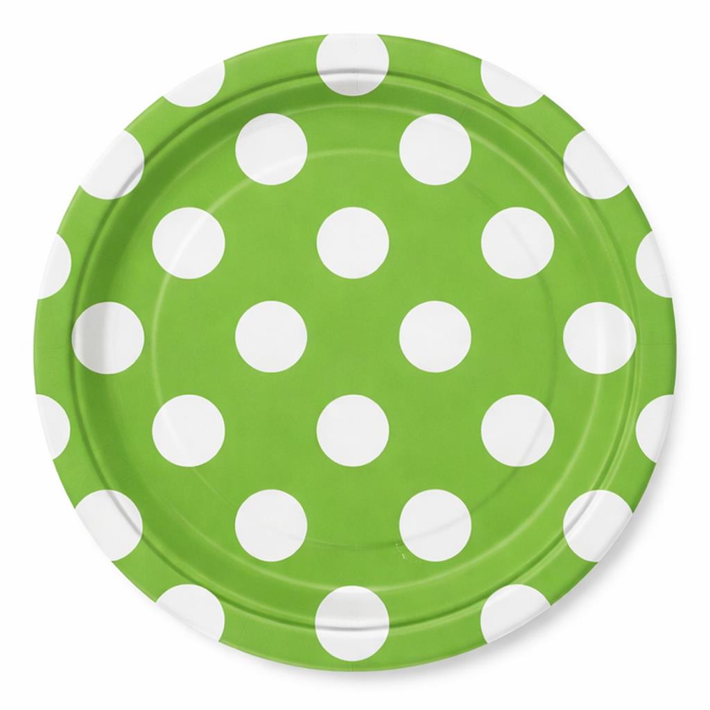 Pratos Verdes Peq. Bolinhas, 8unid.