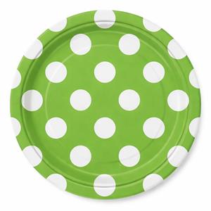Pratos Verdes Peq. Bolinhas, 8unid.