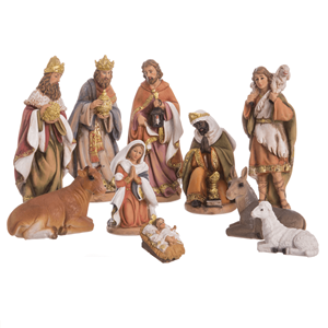 Presépio de Natal, Poliresina, 10 Figuras, 21 Cm