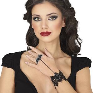 Pulseira Bordada com Anel Morcego
