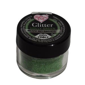 Purpurina Comestível Glitter Verde Azevinho, 5 gr.