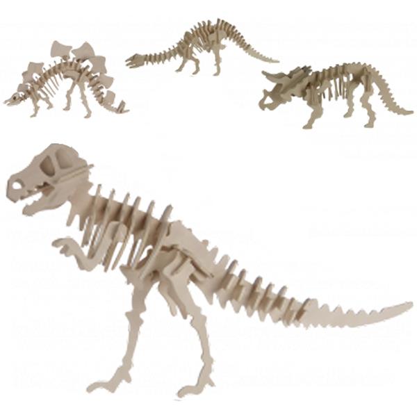 Puzzle 3D Madeira Esqueleto de Dinossauro
