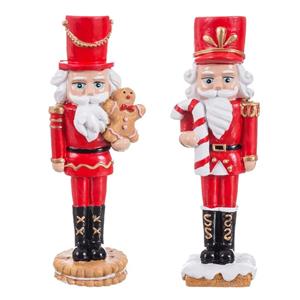 Quebra-Nozes de Natal Vermelho com Doces em Resina