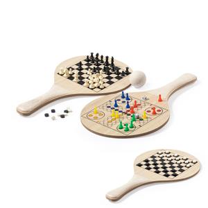 Raquetes de Praia em Madeira com Jogos de Tabuleiro Raquetes de Praia em Madeira com Jogos de Tabuleiro