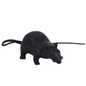 Rato Preto Falso com Olhos Vermelhos, 15 cm