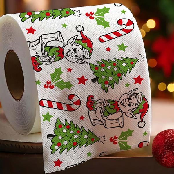 Rolo Papel Higiénico de Natal com Elfos