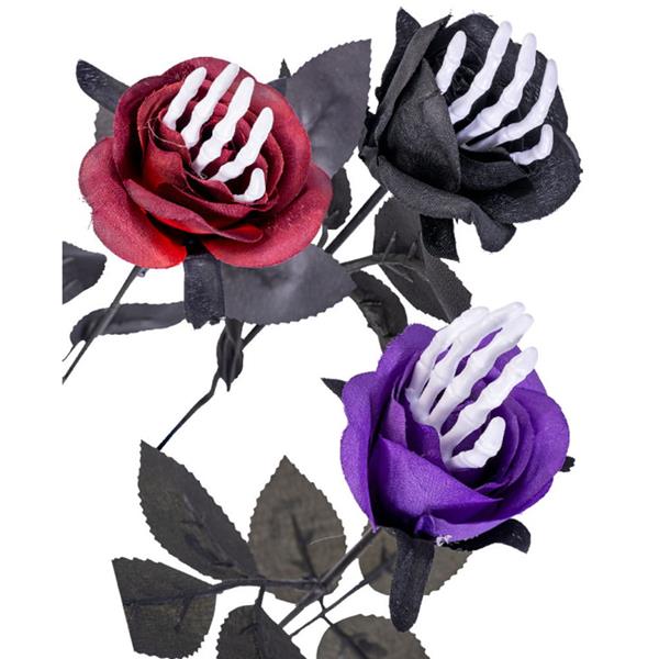 Rosa de Halloween com Mão de Esqueleto