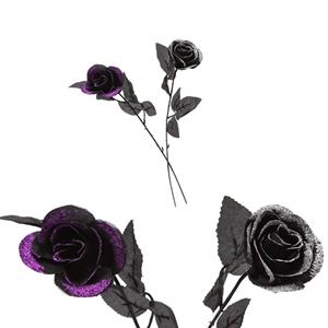 Rosa Preta com Purpurina, 40 cm