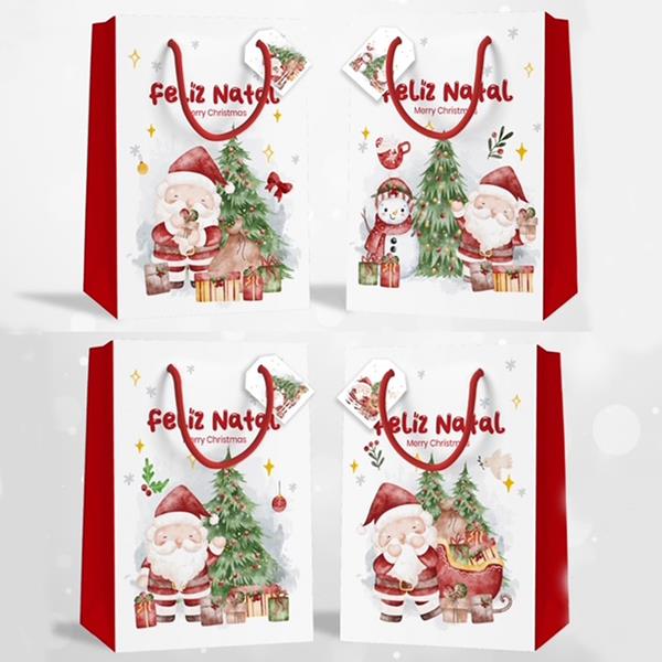 Saco de Papel Feliz Natal Vermelho Grande