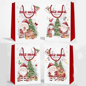 Saco de Papel Feliz Natal Vermelho Grande