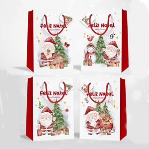 Saco de Papel Feliz Natal Vermelho Pequeno
