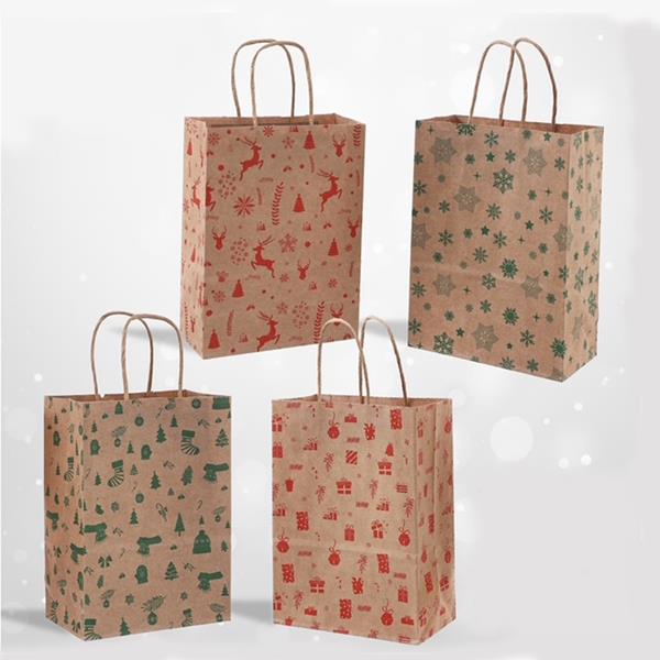 Saco de Papel Kraft com Figuras Natalícias Médio