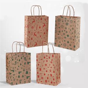 Saco de Papel Kraft com Figuras Natalícias Médio