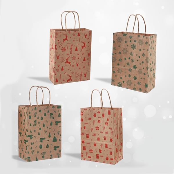 Saco de Papel Kraft com Figuras Natalícias Pequeno