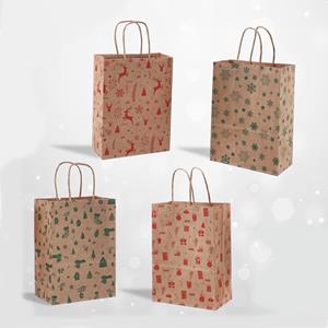 Saco de Papel Kraft com Figuras Natalícias Pequeno