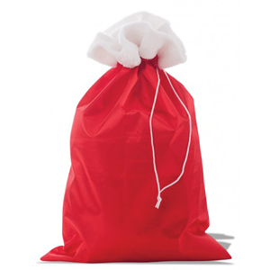 Saco Pai Natal Vermelho Liso com Pêlo, 70 x 47 cm